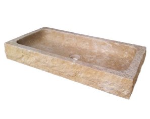 Uzès Washbasin in Burgundy limestone - Lanvignes Golden-Yellow Aged