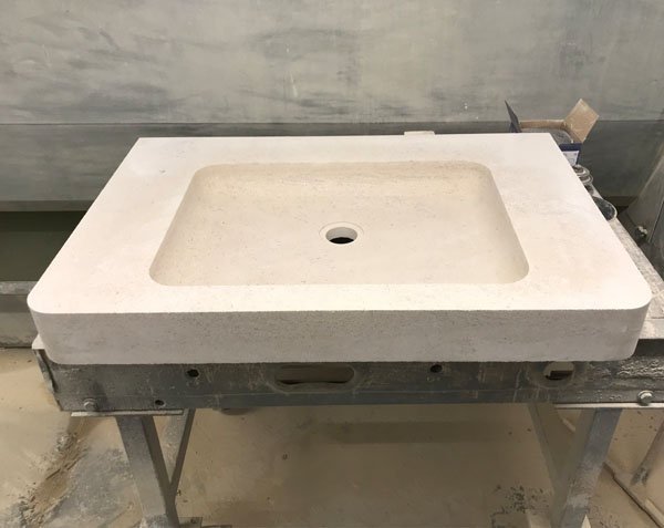 White basin - Charmot Light stone - Honed finish