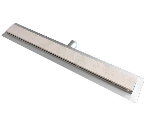 Shower tray drain channel with stone strip