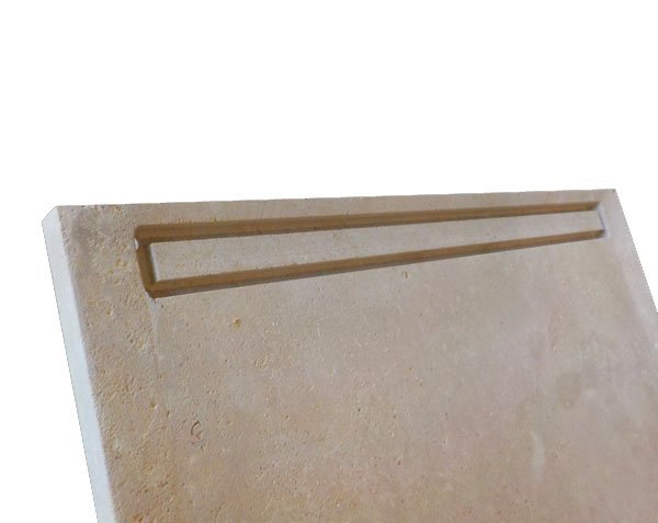 Shower drain channel with stone strip - Aged Lanvignes