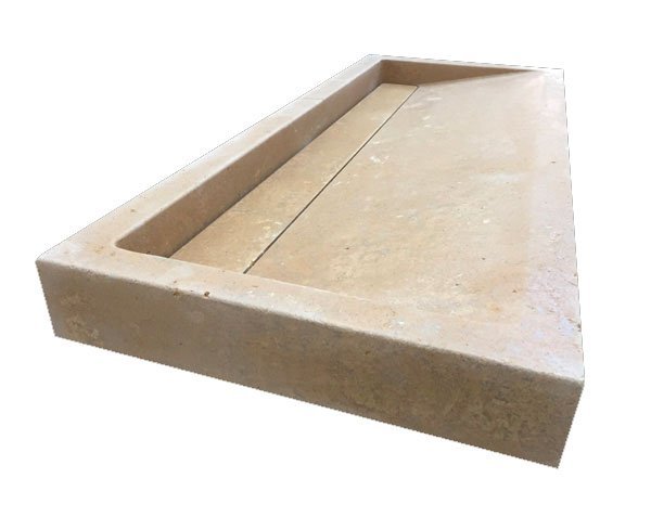 Wall-mounted basin in stone - Lanvignes Golden-Yellow Aged