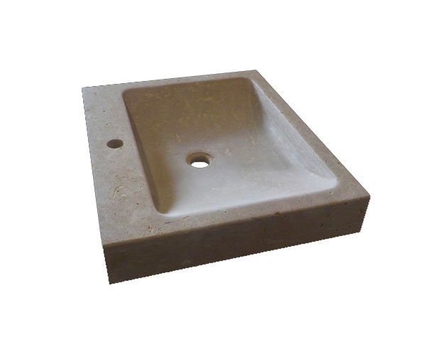 Square basin in stone - Lanvignes Golden-Yellow Aged