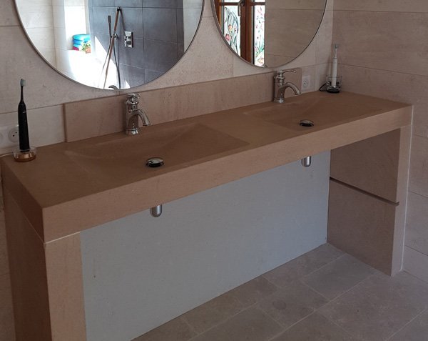 Double sink and jambs - Charmot Golden Honed