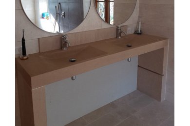 Lavabo Double et Jambages - Charmot Doré Adouci Lavabo Double et Jambages - Charmot Doré Adouci