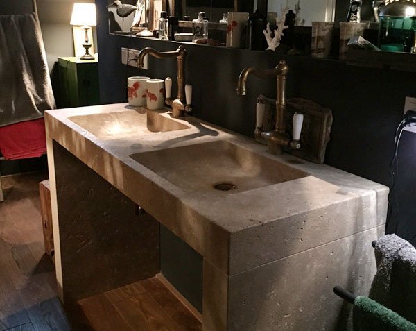 Double vasque Goult en pierre de Bourgogne Lanvignes Antiquaire