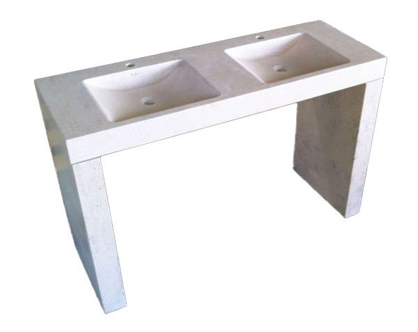 Bathroom sink with jambs in Burgundy limestone - Charmot Light Honed