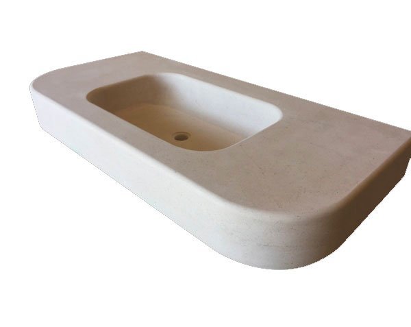Custom made limestone washbasin - Charmot Light Honed