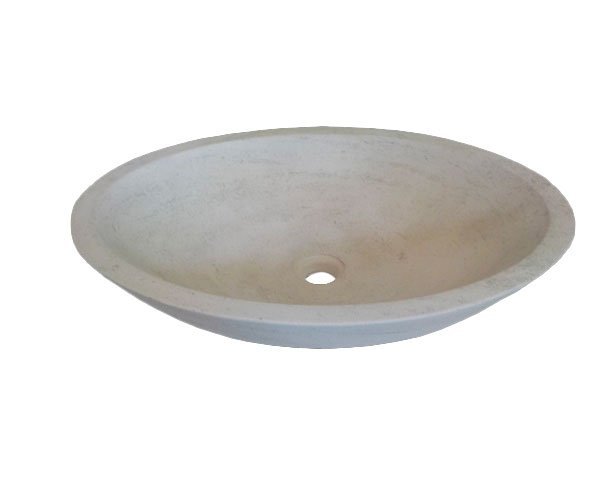 Bathroom Round Stone Sink - Charmot Light Honed