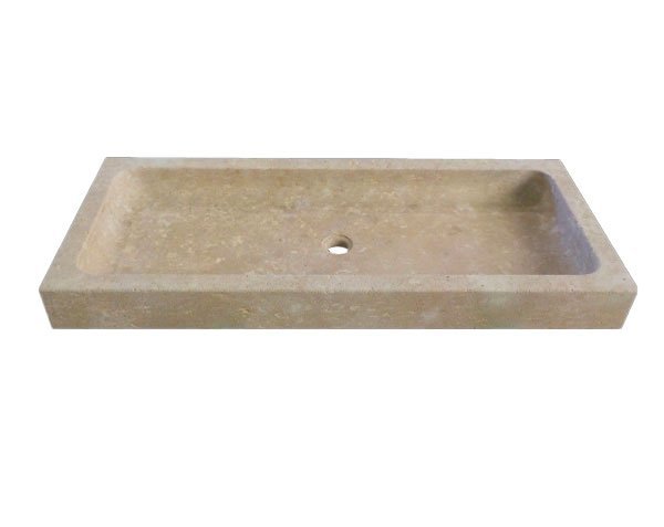Elongated Washbasin in Limestone - Lanvignes Golden-Yellow Aged