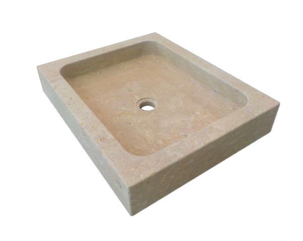 Rectangular limestone washbasin - Lanvignes Golden-Yellow Aged
