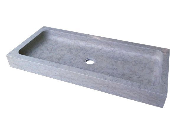 Rectangular washbasin in Burgundy limestone - Bleu de Lignières Honed