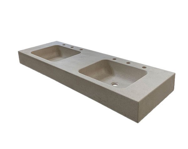 Double vasque sur-mesure  pierre de Charmot Clair Adouci Double vasque sur-mesure  pierre de Charmot Clair Adouci