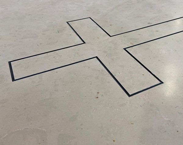 Engraved cross on tombstone - Comblanchien Light