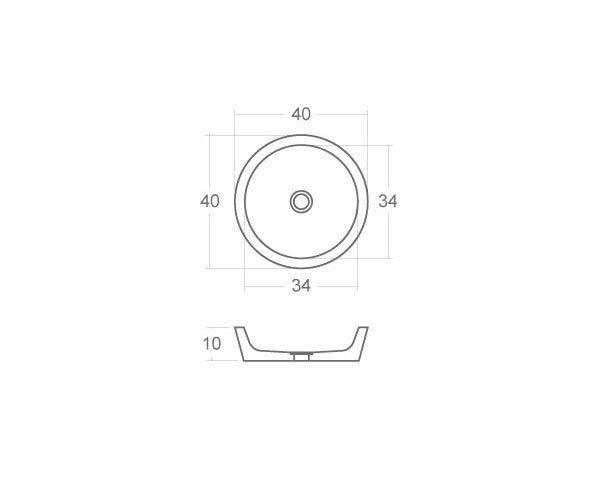 Funeral basin - Technical plan 40 cm diameter