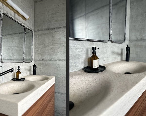 Double Limestone Sink - Charmot Light Honed