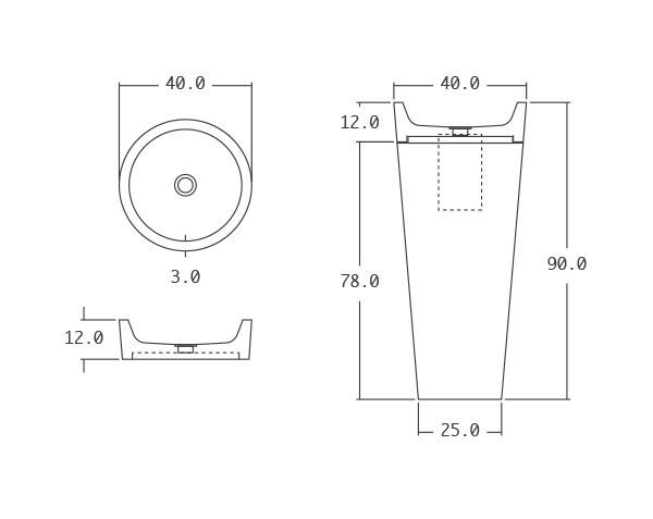 Totem sink in stone - Technical plan