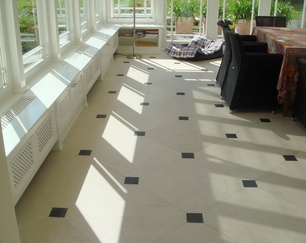 Burgundy Limestone Paving Charmot Light with Cabochons - Honed Finish