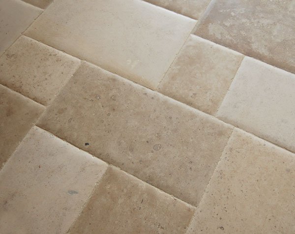 Burgundy Limestone Paving Saint-Genay Model Honed Finish with pillowed edges