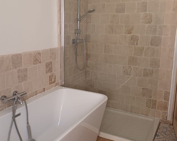 Burgundy limestone pavers