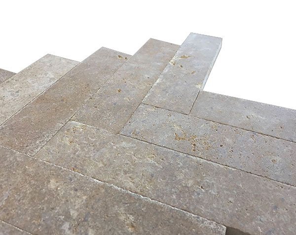 Chevron floor - Lanvignes Golden-Yellow Brushed Limestone