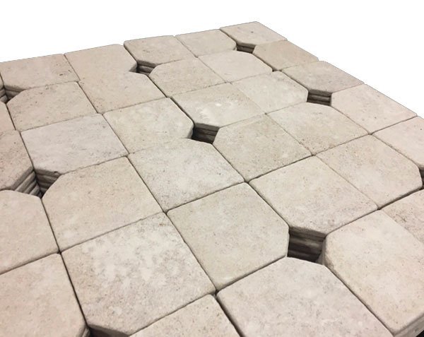 Burgundy Limestone Tomettes. Semond Blended - Antique Finish Burgundy Limestone Tomettes. Semond Blended - Antique Finish