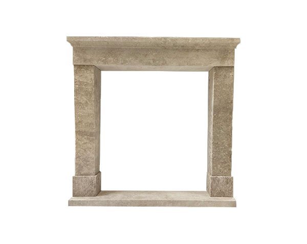 Custom natural stone fireplace in Ampilly limestone