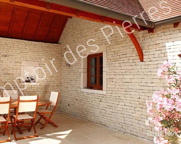 100% Burgundy limestone split cladding