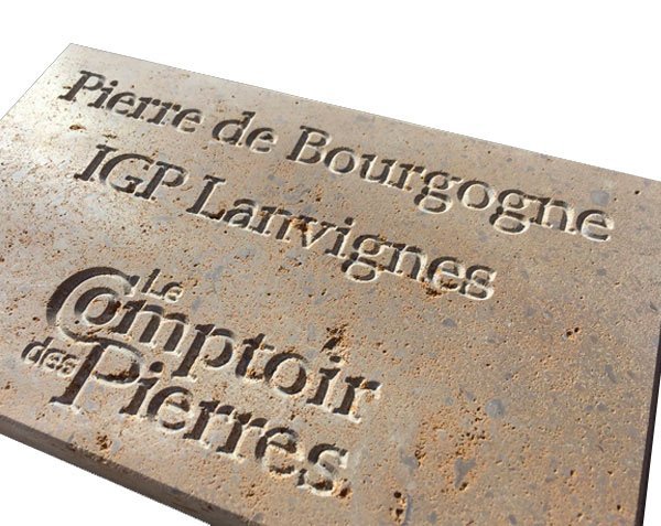 Engraved paver in Burgundy limestone