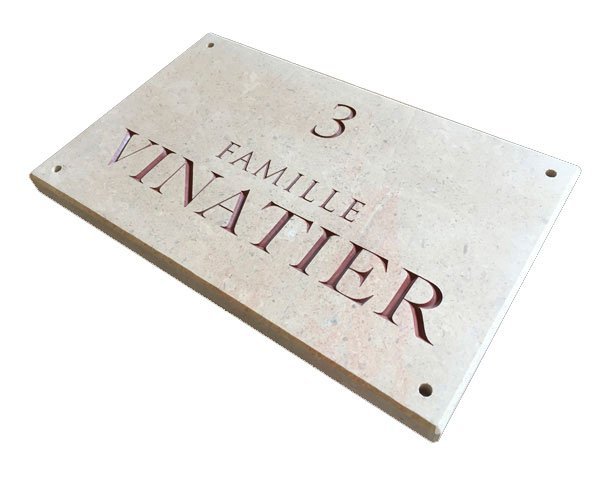Plaque nom de famille en pierre - Maison ou résidence secondaire Plaque nom de famille en pierre - Maison ou résidence secondaire