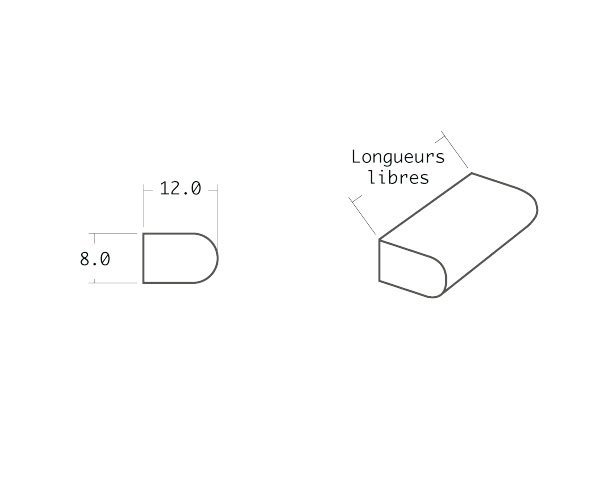 Half-round facade band in natural stone - Technical plan HALF ROUND