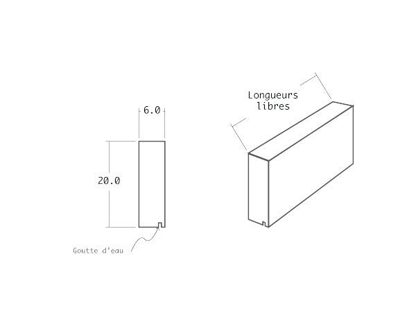 Straight facade band in natural Burgundy stone - Technical plan STRAIGHT