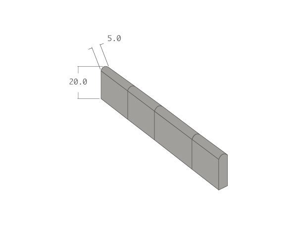 Rounded edging in natural limestone - Technical plan