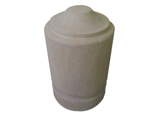 Custom entrance bollard in natural Burgundy limestone