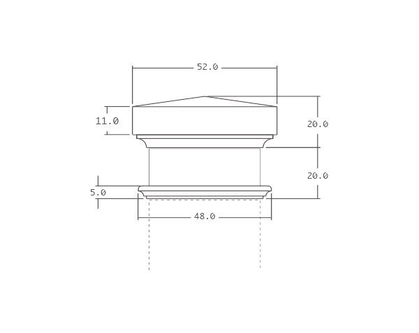 Pillar cap with collar - 52|52 x 40 cm - Technical plan Pillar cap with collar - 52|52 x 40 cm - Technical plan