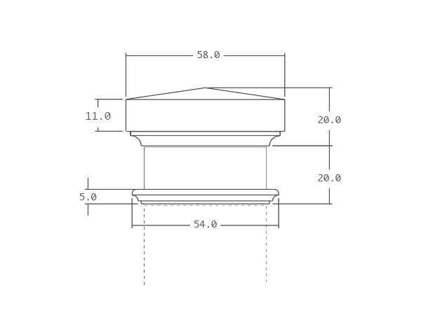 Pillar cap with collar - 58|58 x 40 cm - Technical plan
