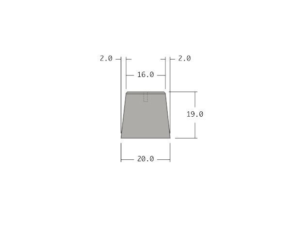 Base for poles - SMALL - 20 x 20 x 19 cm - Technical plan