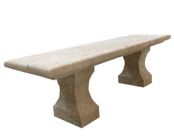 Banc extérieur en pierre de Bourgogne - Lanvignes Doré-Jaune Vieilli Banc extérieur en pierre de Bourgogne - Lanvignes Doré-Jaune Vieilli