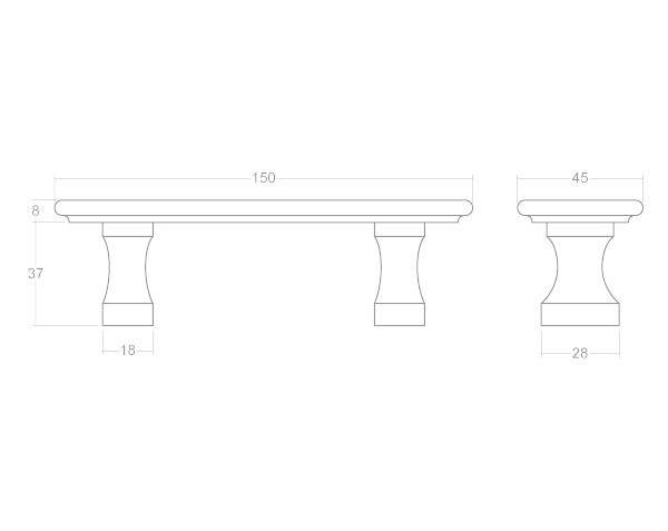 Stone bench Technical plan 150 cm