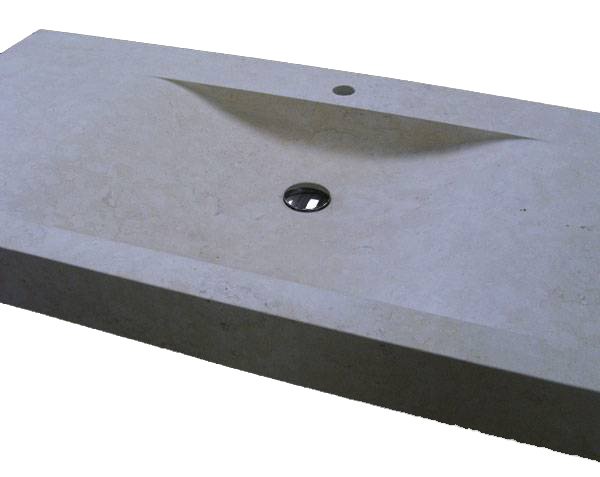 Washbasin in Burgundy limestone Calvi - Charmot Light Honed