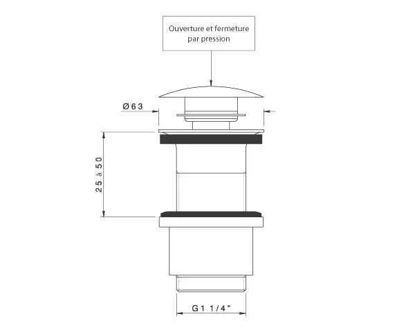 Click-clack plug for washbasin - Technical plan