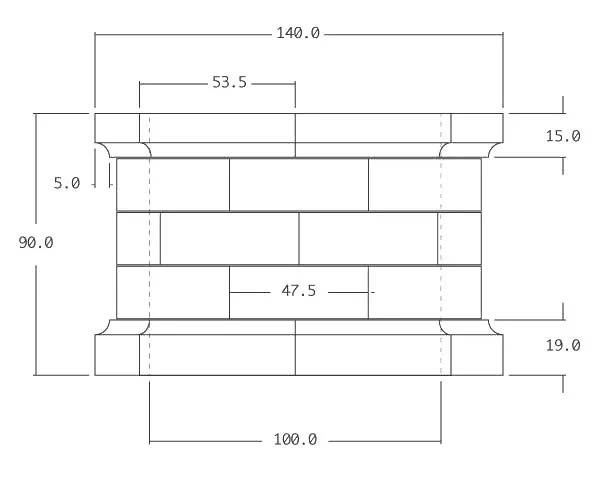 Old Stone Well – Technical plan Inner Diameter 100 cm