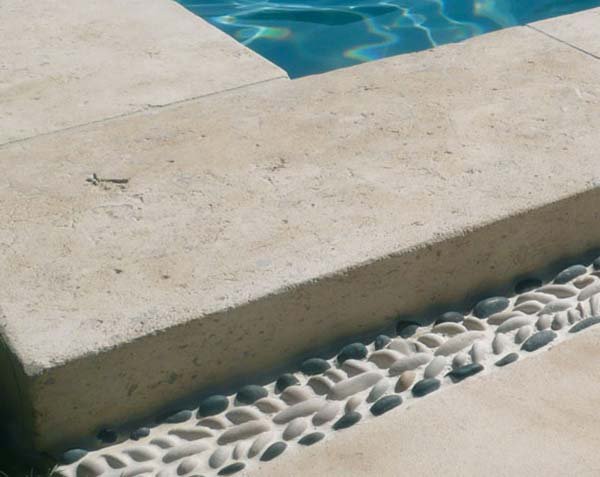 Details pool coping in natural Burgundy limestone