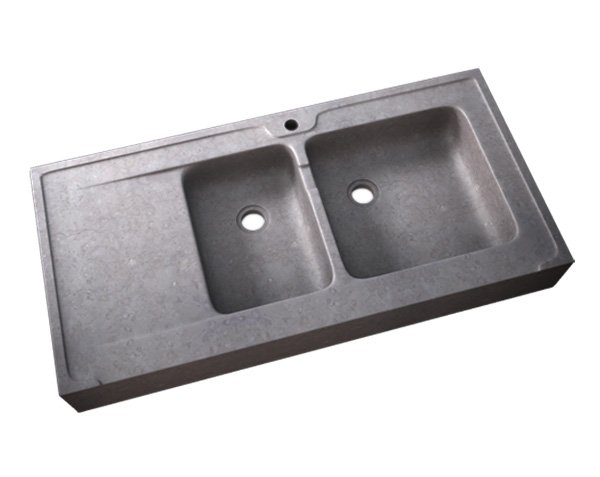 Evier en pierre de Bourgogne Bastide 2 bacs - Bleu de Lignières Adouci