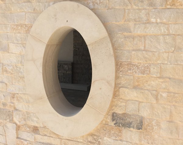 Oculus in solid limestone Oculus in solid limestone