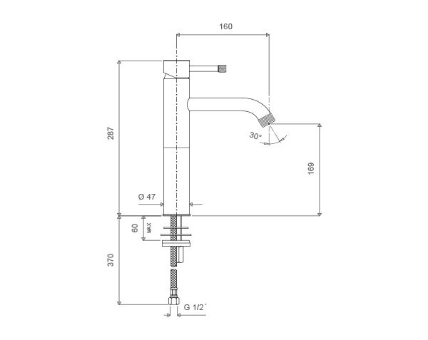 Mitigeur haut pour vasque - Schéma technique