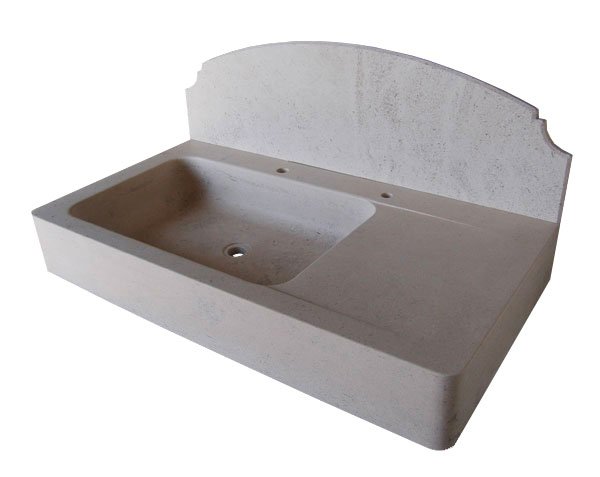 Burgundy Limestone Lauris Sink with Backsplash - Charmot Light Honed Burgundy Limestone Lauris Sink with Backsplash - Charmot Light Honed