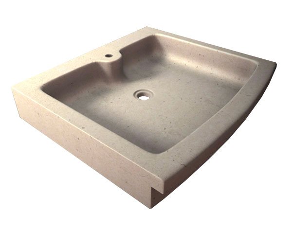 Solid limestone sink with one bowl - Charmot Light Honed