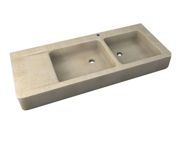 Burgundy limestone sink Lauris 2 bowls