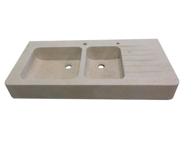 Sale of 2-Bowl Stone Sink - Charmot Light Honed