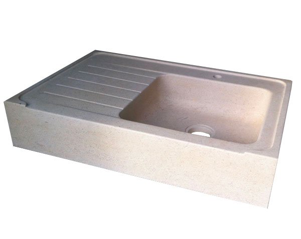 Stone sink with drainer - Charmot Light Honed